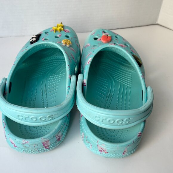 Crocs Classic Clog Flamingo Print Mint Green Women's 9 Men's 7 with Jibbitz - Picture 8 of 13